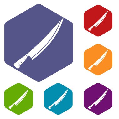 Altıgen uzun bıçak Icons set