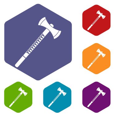 Altıgen büyük balta Icons set