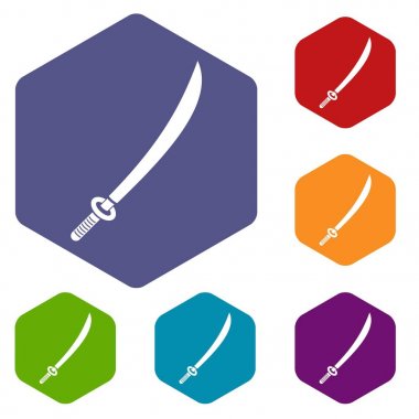 Altıgen Katana Icons set