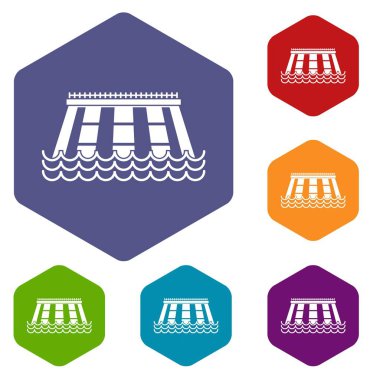Altıgen Hidroelektrik Santrali Icons set