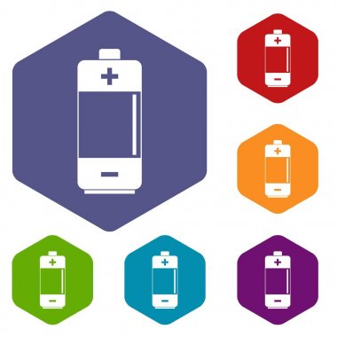 Alkalin pil simgelerinin altıgen ayarla