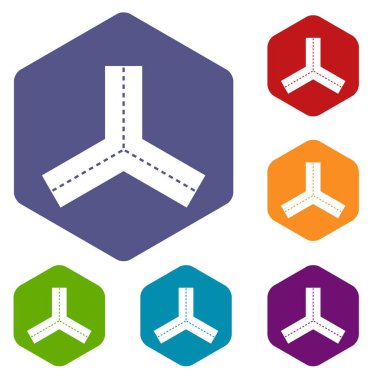 Altıgen üç yollar Icons set