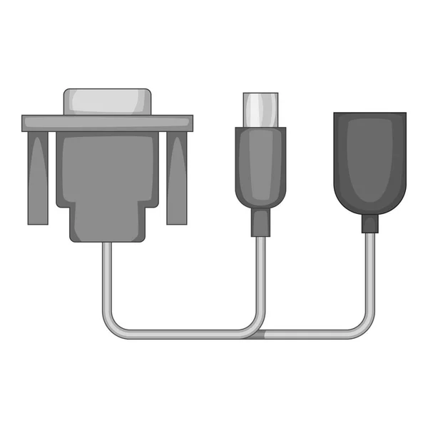 Icono de cable de audio monocromo — Archivo Imágenes Vectoriales