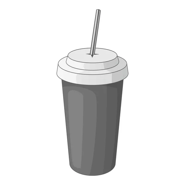 Copa de papel con icono de paja monocromo — Vector de stock