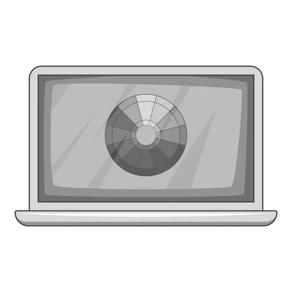 Ordinateur portable avec icône de palette d'impression monochrome — Image vectorielle