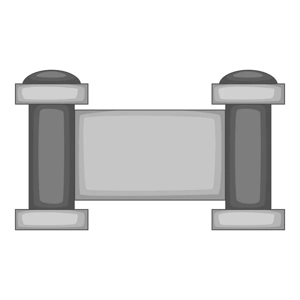 Clôture en béton avec piliers en pierre icône monochrome — Image vectorielle