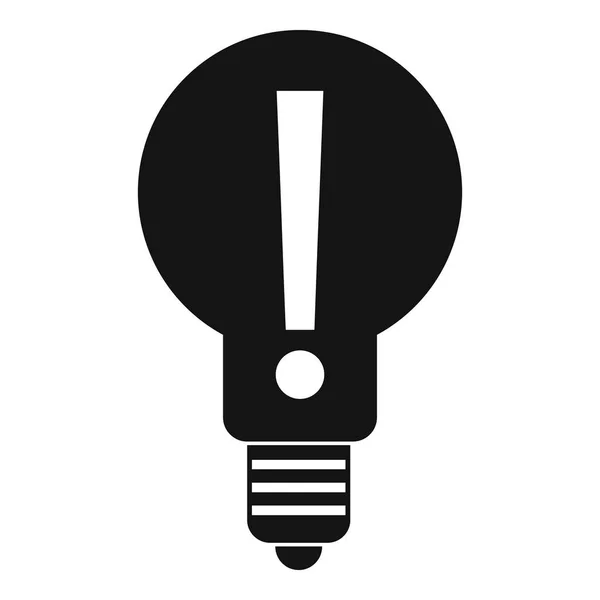Glödlampa med utropstecken inuti ikonen enkel — Stock vektor
