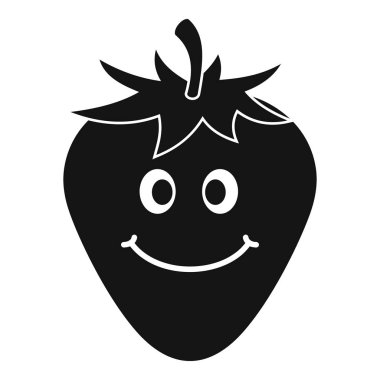 Olgun çilek simgesi basit gülümseyen