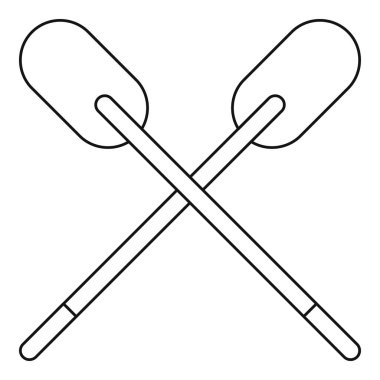 İki ahşap çapraz kürek simgesi anahat