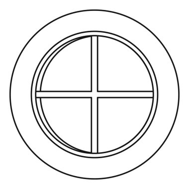 Beyaz yuvarlak pencere simge anahat