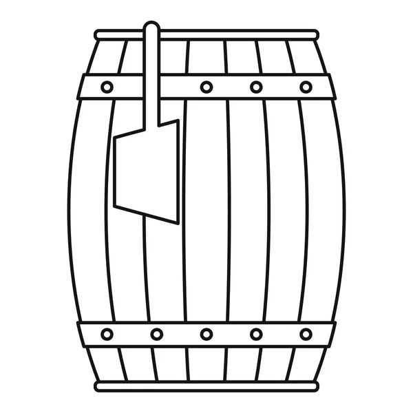 Ξύλινο βαρέλι με κουτάλα εικονίδιο περίγραμμα — Διανυσματικό Αρχείο