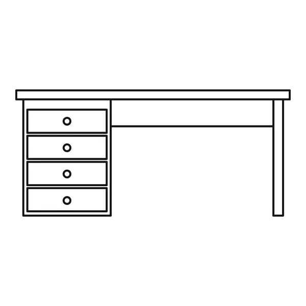 Ufficio scrivania in legno icona contorno — Vettoriale Stock