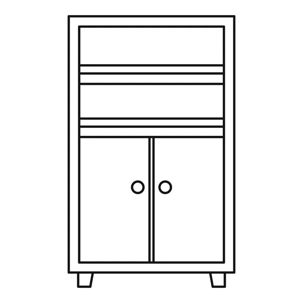 Garis besar ikon kabinet kayu - Stok Vektor
