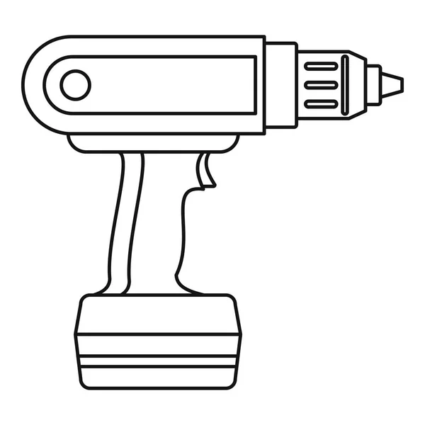 Контур значка дрели с электрической отверткой — стоковый вектор