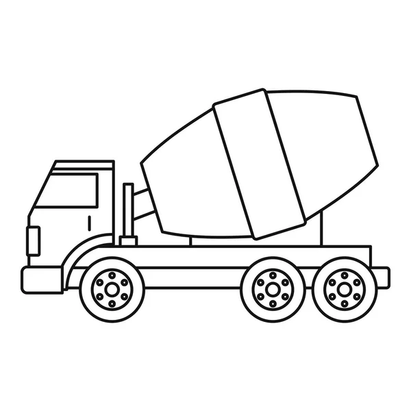 Garis luar ikon pencampur truk beton - Stok Vektor