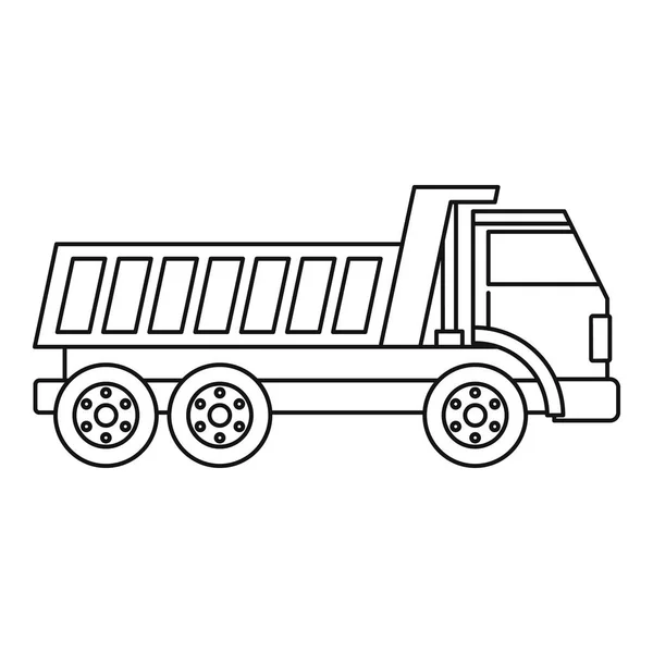 Dumper camión icono contorno — Vector de stock