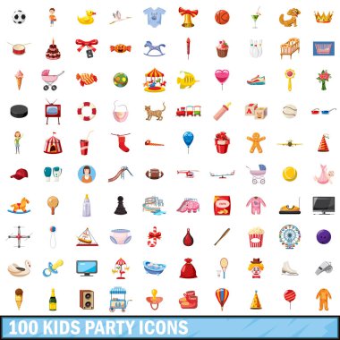 100 çocuk parti Icons set, karikatür tarzı