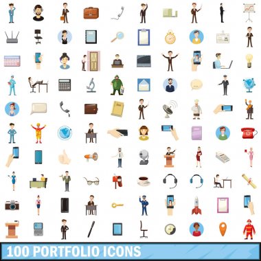 100 portföy simgeler ayarla, tarzı çizgi film