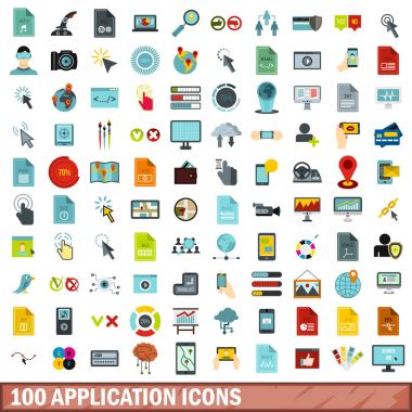 100 uygulama simgeleri ayarla, stil düz