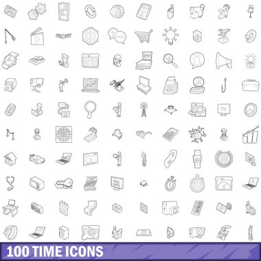100 Icons set, anahat stil zaman