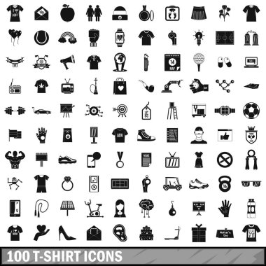 100 t-shirt Icons set, basit tarzı