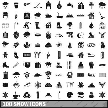 100 kar Icons set, basit tarzı