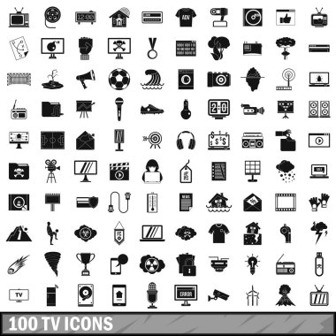 100 Tv Icons set, basit tarzı
