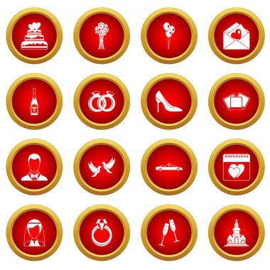 Düğün simge kırmızı daire seti