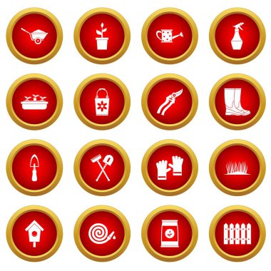 Bahçe simge kırmızı daire seti