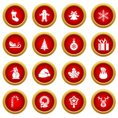 Noel simge kırmızı daire seti