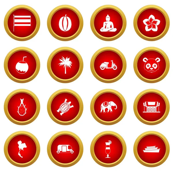 Tailandia icono círculo rojo conjunto — Vector de stock