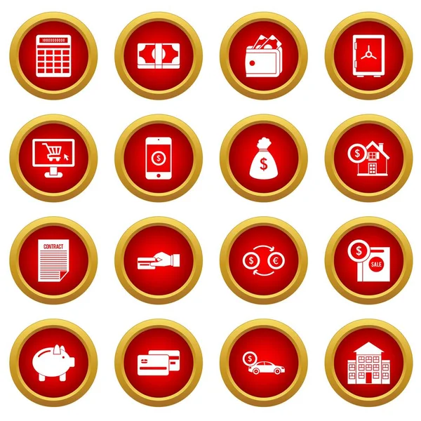 Conjunto círculo rojo icono de crédito — Vector de stock