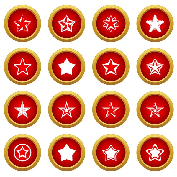 Estrella icono círculo rojo conjunto — Archivo Imágenes Vectoriales
