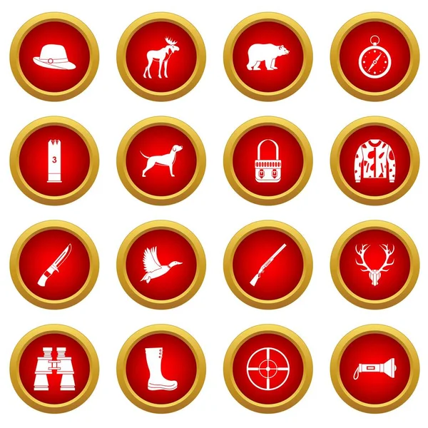 Icono de caza círculo rojo conjunto — Vector de stock