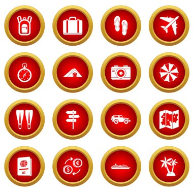 Simge kırmızı daire seti seyahat
