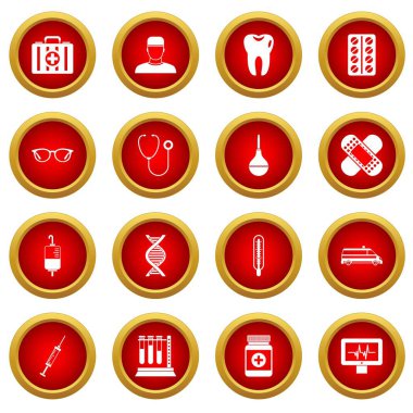 Tıp simge kırmızı daire seti