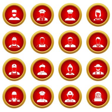 Meslekler simge kırmızı daire seti