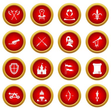 Şövalye Ortaçağ simge kırmızı daire seti