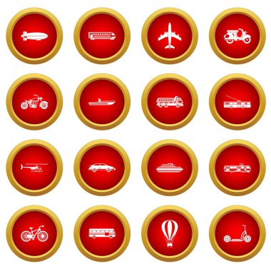 Ulaşım simge kırmızı daire seti