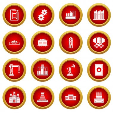 Sanayi simge kırmızı daire seti