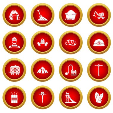 Madenci simge kırmızı daire seti