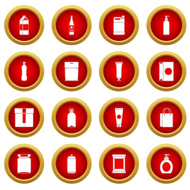 Ambalaj öğeleri simge kırmızı daire seti