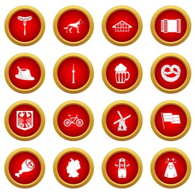 Almanya simge kırmızı daire seti