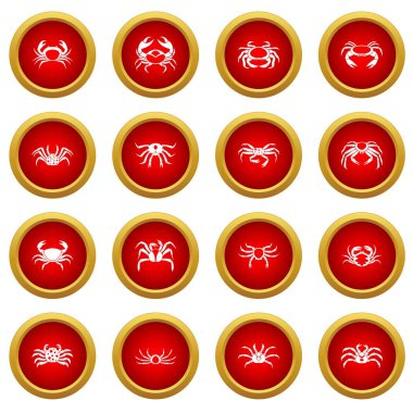 Çeşitli simge kırmızı daire seti Yengeç