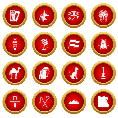 Mısır seyahat etmek simge kırmızı daire kümesi öğeleri