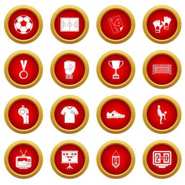 Futbol futbol simge kırmızı daire seti