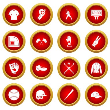 Beyzbol simge kırmızı daire seti