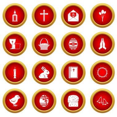 Paskalya öğeleri simge kırmızı daire ayarla