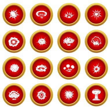 Patlama simge kırmızı daire seti