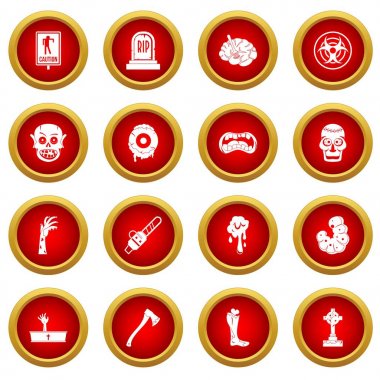 Zombi simge kırmızı daire seti